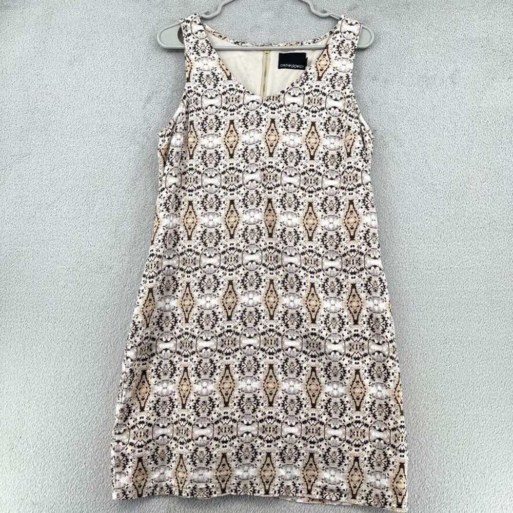 Cynthia Rowley Linen Dress Womens 8 Ivory Beige Shift Lined Boho Neutral Summer